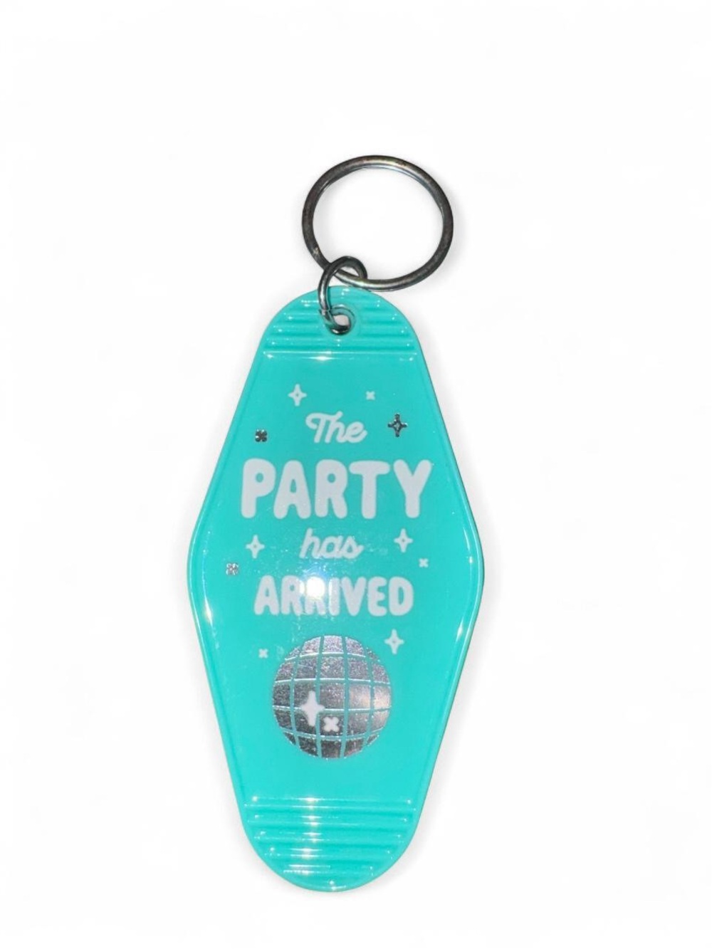 Party Has Arrived Teal Keychain - Party Supplies